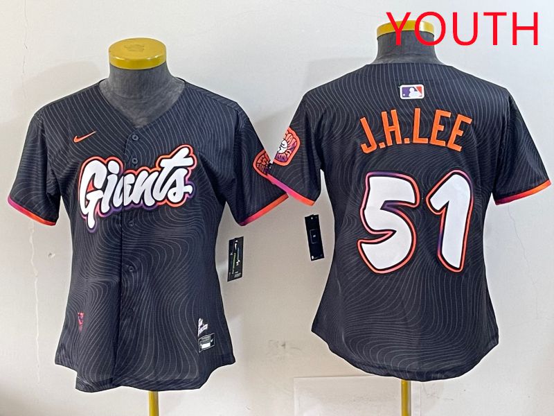 Youth San Francisco Giants #51 J.H.Lee Black Joint Name Nike 2025 MLB Jersey style 1
